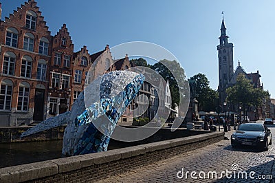 Plastic whale in Bruges, Belgium Editorial Stock Photo