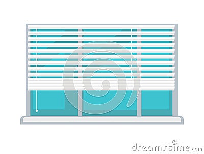 Plastic window with white half-mast blinds isolated illustration Vector Illustration