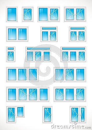 Window and glass door web logo list. Vector Illustration