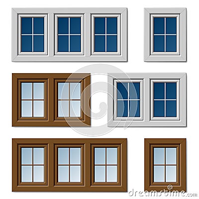 Plastic windows white brown Vector Illustration