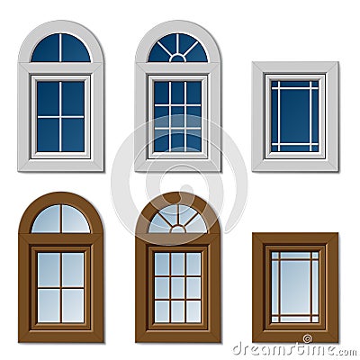 Plastic windows white brown Vector Illustration