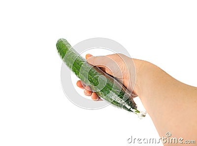 Plastic Wrapped Cucumber, Vegetable in Film Packaging, Film Wrap Food, Eat Plastic Concept Stock Photo