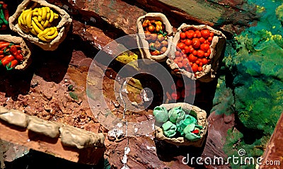 Carrots, potatoes, onions, cabbage in the market Stock Photo