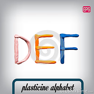 Plasticine alphabet on a background. Vector Illustration