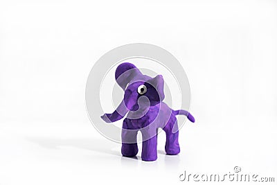 Plasticine artwork. Elephant made from plasticine. Stock Photo