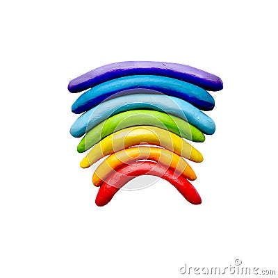Plasticine colorful rainbow isolated on white Stock Photo