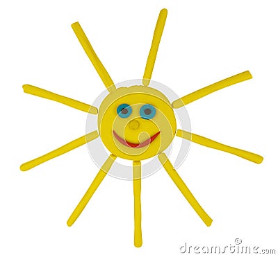 Plasticine funny sun Stock Photo