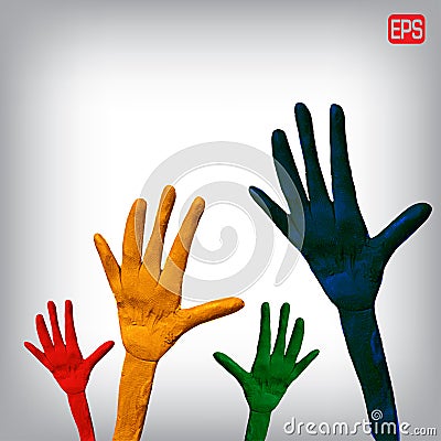 Plasticine hands on a background. Vector Illustration