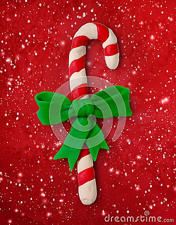 Plasticine illustration of candy cane Cartoon Illustration