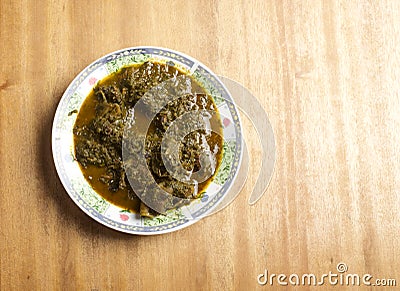 A plate of Afang soup Stock Photo