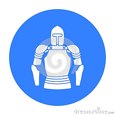 Plate armor icon in black style isolated on white background. Museum symbol stock vector illustration. Vector Illustration