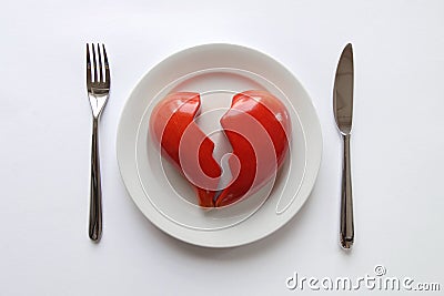 Plate with broken heart Stock Photo