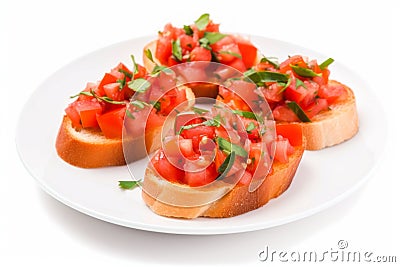 Plate bruschetta. Generate Ai Stock Photo