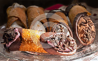 Plate of cannoli Stock Photo