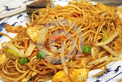 Plate of Chicken Chow Mein Stock Photo