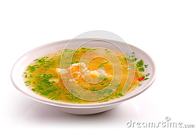 Plate of chicken soup Stock Photo