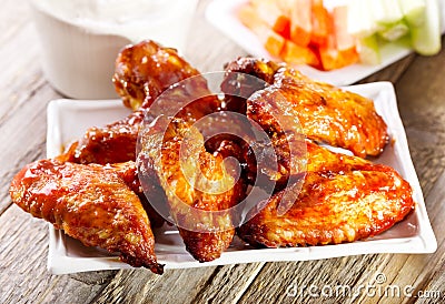 Plate of chicken wings Stock Photo