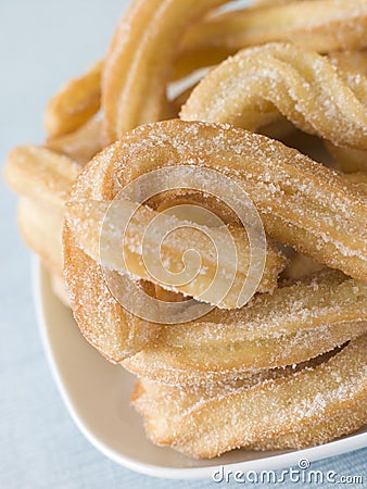 Plate of Churros Stock Photo
