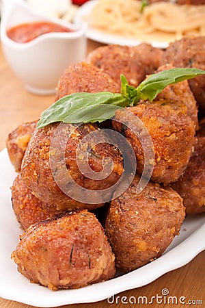 Plate of Classic Meatballs Stock Photo