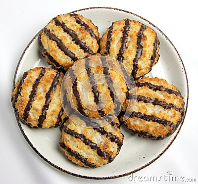 Plate of Coconut Macaroon biscuits Stock Photo