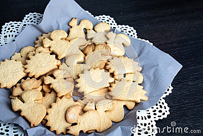 Plate of cookies shaped in squirrel and porcupine forms Stock Photo