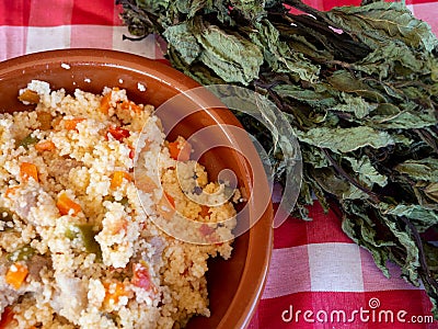 plate of couscous Stock Photo