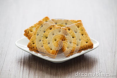 A plate of cracker biscuit Stock Photo