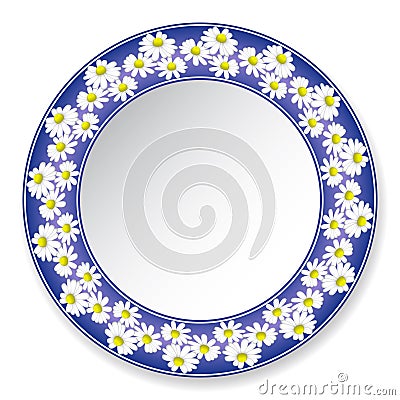 Plate with daisies Vector Illustration