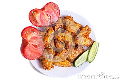 Plate of delicious barbecue chicken wings Stock Photo