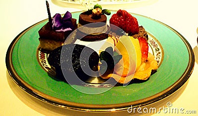 A plate of delicious cakes and dainties Stock Photo