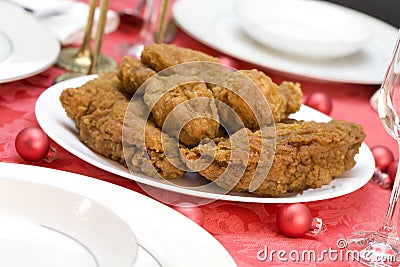 Plate of delicious fried chicken Stock Photo