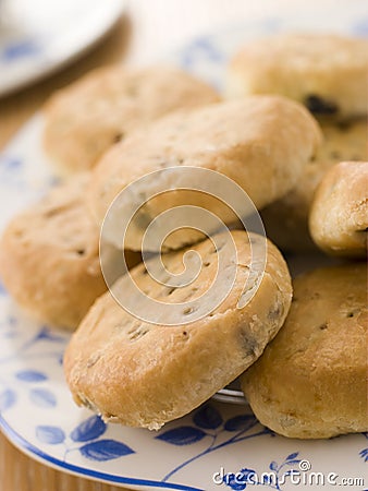 Plate of Eccles Cakes Stock Photo