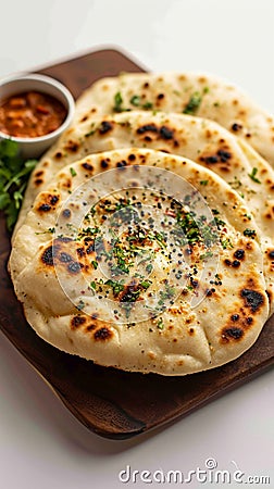 Plate elegance Isolated presentation of naan, a classic Indian bread Stock Photo