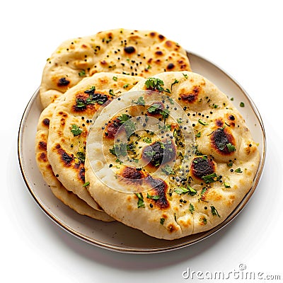 Plate elegance Isolated presentation of naan, a classic Indian bread Stock Photo