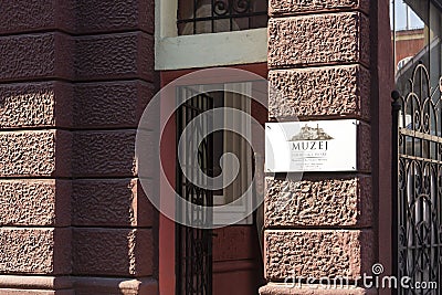 Plate at the entrance of beer museum building in Sarajevo Editorial Stock Photo