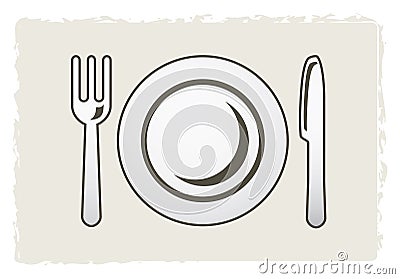 Plate, fork and knife Stock Photo