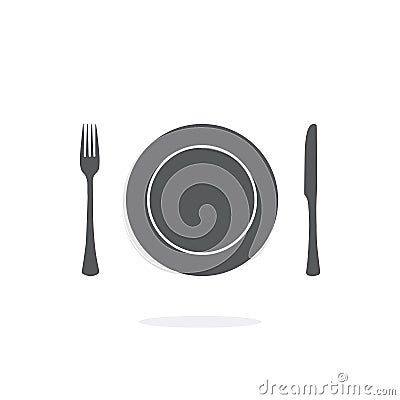 Plate, fork and knife icon Vector Illustration