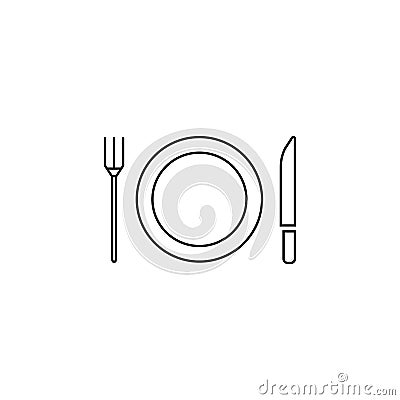 Plate Fork And Knife line icon, dishware Vector Illustration