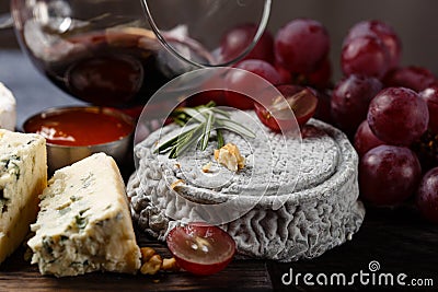 Plate of french cheeses Stock Photo