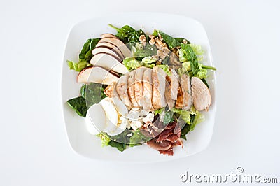 Plate of fresh chopped grilled chicken salad Stock Photo