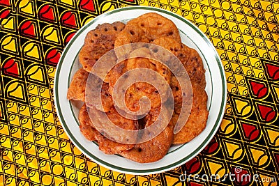 A Plate of fresh homemade Bean Pancakes or Nigerian Akara Stock Photo