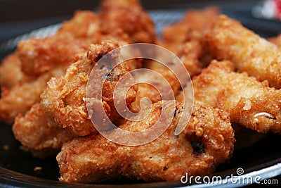 Plate of fried chicken wings Stock Photo