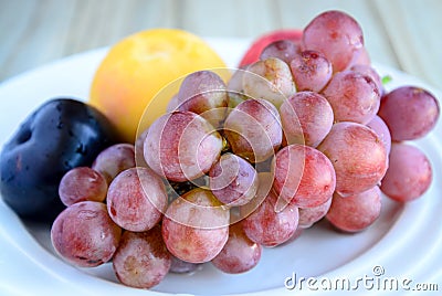 Plate full of fruits for breakfast Stock Photo