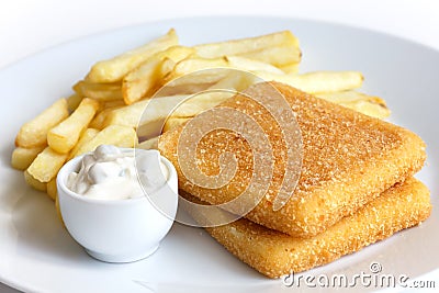 Plate of golden fried cheese Stock Photo