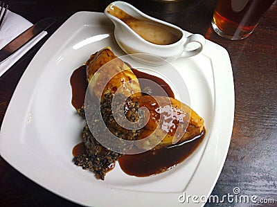 Plate of haggis, neeps, and tatties Stock Photo