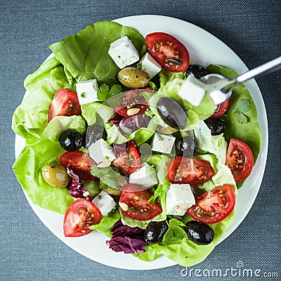 Plate of healthy Mediterranean salad Stock Photo