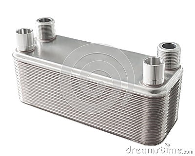 Plate heat exchanger, isolated Stock Photo