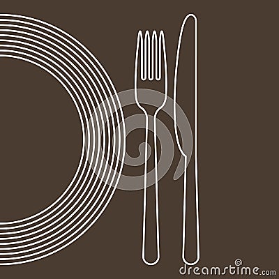 Plate, knife and fork Stock Photo