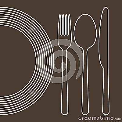 Plate, knife, spoon and fork Stock Photo