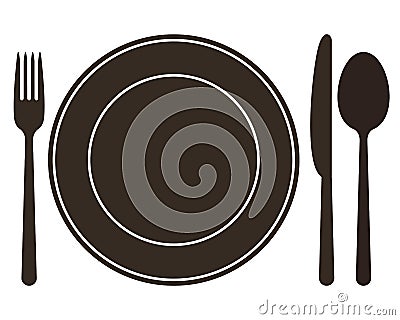 Plate, knife, spoon and fork Stock Photo